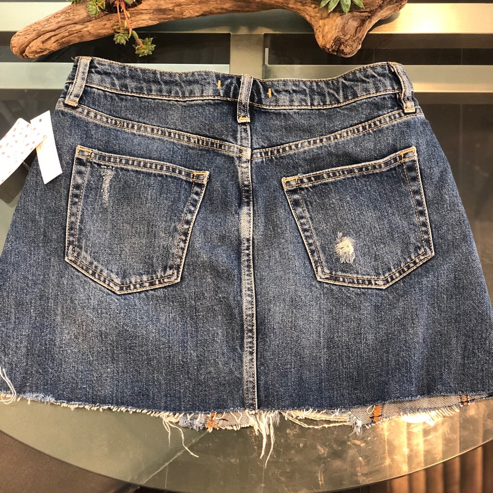 Free People Distressed A-Line Denim Miniskirt - Picture 6 of 8